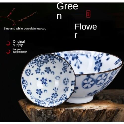 Hand-painted blue and white porcelain office household hat cup, ceramic sample tea cup, build large bowl of tea, single cup