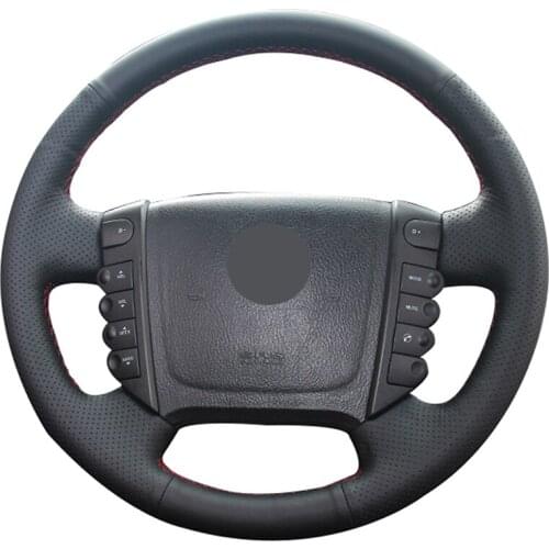 Hand-stitched Black Artificial Leather Car Steering Wheel Cover for Ssangyong Rexton Rexton W Rodius
