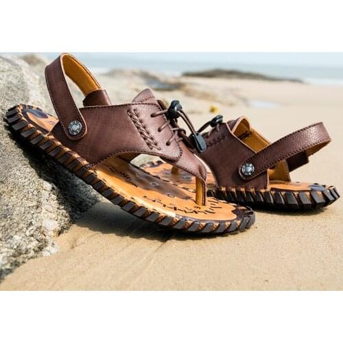 Sandals Men Leather Sandalet Erkek Breathable Shoes Summer Men Work Safety Flip Flops Bulk Sneakers Sandale Homme Ete