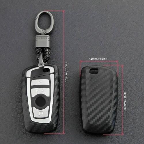 Carbon Fiber Silicone Key Cover Case Keychain For BMW 520 525 730li 740 118 320i 1 3 4 5 7 Series X3 X4 M3 M4 M5 M6 2/3button