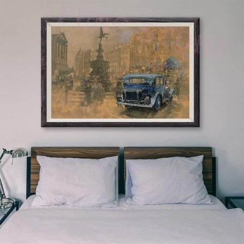 T140 Retro Racing Car Classic Painting Old black car 30 Custom Silk Poster Home Deco Wall Art Christmas Gift