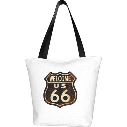 Route 66 Polyester outdoor girl handbag, woman shopping bag, shoulder bag, canvas bag, gift bag
