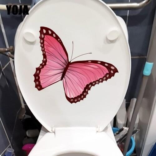 YOJA 22.8X20.7CM Red Butterfly Insect Girl Bedroom Decor Home WC Toilet Seat Decal Wall Sticker T1-2199