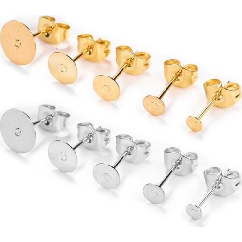 50pcs/set Diy Earrings Findings Stainless Steel Earrings Posts & Backs for DIY Stud Earrings Jewelry Making Accessories