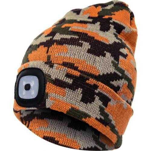 Unisex Winter Beanie Hats LED Light Luminous Warm Knitted Hat Outdoor Camping Head Lamp Cap Flash Headlight Running Climbing Cap