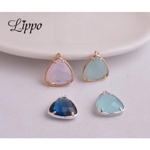 10pcs Copper Gold Framed Glass Charm Pendants Faceted Beads Charms findings for DIY Jewelry Making Bracelet & Earring