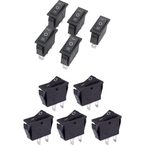 10 Pcs SPST on Off Black Snap in Boat Rocker Switch, 5 Pcs 2 Position & 5 Pcs 3 Position