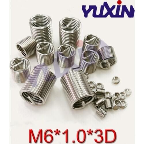 100pcs M6*1.0*3D Wire Thread Insert Stainless Steel 304 Wire Screw Sleeve, M6 Screw Bushing Helicoil Wire Thread Repair Inserts