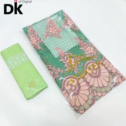 2.5+2.5 Yards 2021 African Lace Fabric 2021 High Quality Bazin Riche With Dry Lace Embroidery Swiss Voile Lace For French Sewing