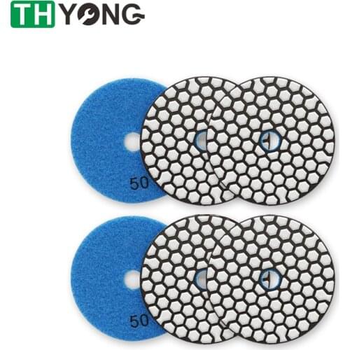 6 Pcs 4 Inch /100 Mm Grit 50 Diamond Dry Polishing Pad Granite Marble Flexible Resin Sanding Disc Ceramic Stone Polisher Disc