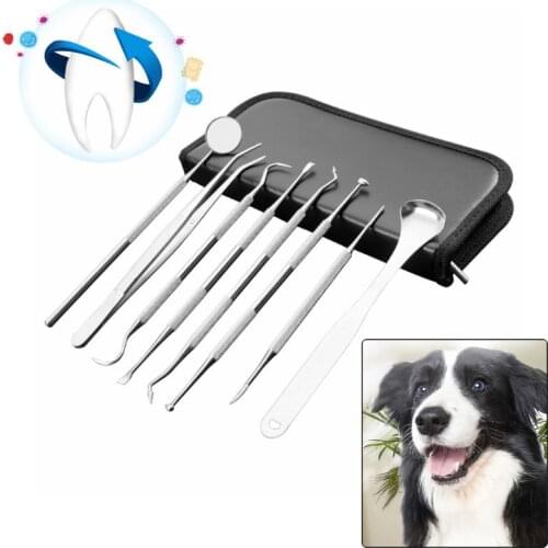 8 Pcs/set Pet Teeth Cleaning Tools Dogs Cats Tartar Stones Remover Dental Scraper Animal Tooth Care Tool Set
