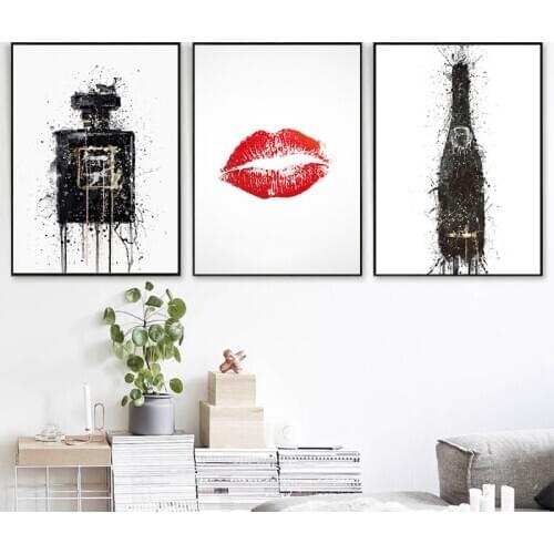 Abstract Painting Poster Perfume Art Print Canvas Painting Parfum Lips Picture Fashion Canvas Art Posters And Prints Living Room