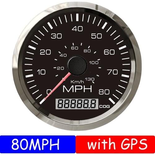 35/60/80MPH 0-55/95/130km/h GPS Speedometer Car Motorcycle Universal 85mm Gauge Odometer with GPS Antenna 9-32V for Marine Boat