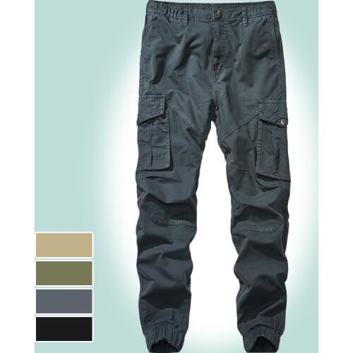 Autumn pure color multi-pocket men pants outdoors Leisure high quality Overalls Thin section men pants large size