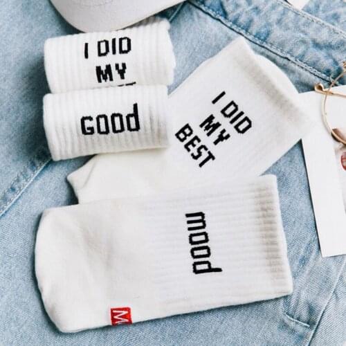 Caramella Embroidery Letter Women socks Cool White Socks Women Cotton Long Socks Funny Student Socks Breathable Comfy Hosiery