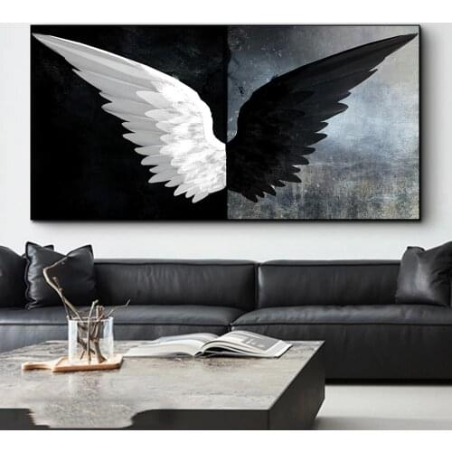 Black And White Angel Wings Canvas Art Posters And Prints Modern Wings Canvas Paintings On the Wall Art Pictures Home Decoration