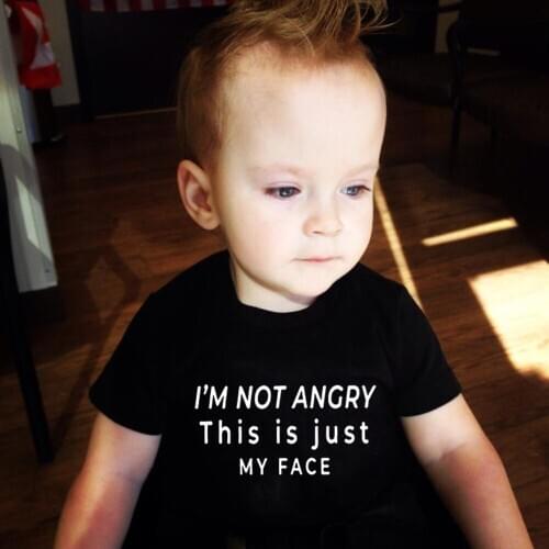 I'm Not Angry This Is Just My Face Print Kids Tshirt Boy Girl Shirt Children Toddler Clothes Funny Street Top Tees Fashion