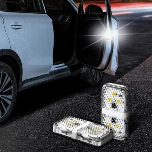 For Baseus 2pcs LED Car Openning Door Warning Light Safety Anti-collision Flash Lights Wireless Magnetic Signal Lamp