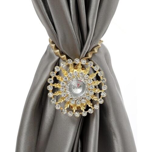 Hot Flower Curtains Clips Holders Accessories Rhinestone Curtain Tie Buckles Fashion Magnetic Curtain Tieback Attache Rideau