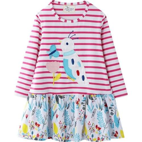 Jumping meters Applique Toddler girls dresses long sleeve children dress clothing cotton autumn princess baby girls dresses