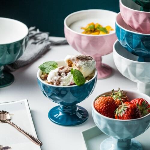 Nordic ceramic ice cream tall bowl milk tea shop creative dessert fruit bowl cup ice cream cup home milkshake cup Eco-Friendly