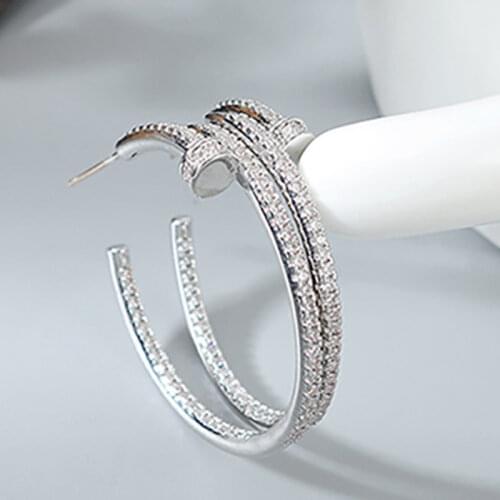 14k Real Gold Fine Jewelry Micro-inlaid AAA Zircon C-Shaped Luxury Earrings for Woman Holidy Party Gifts Exquisite Earring