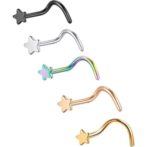 New Fashion Silver Gold Black Color Star Nose Piercing Rings Septum Nose Rings Ear Stud For Women Body Jewelry Gifts