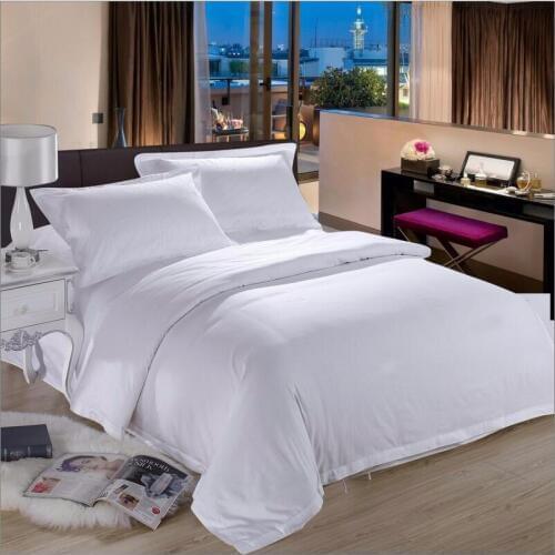 100% Cotton White Hotel Bedding Set Queen King Size 4pcs Solid Color Duvet cover Bed Sheet Pillowcases Set Home Textile
