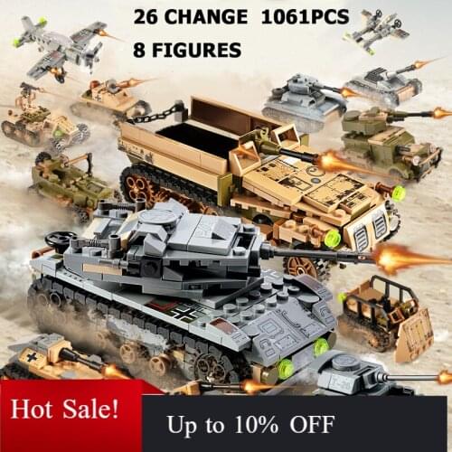 Tank Building Blocks, 1061PCS Toy Mini figures Vehicle Aircraft For Boy Girls Hot Sale