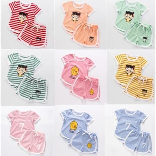 Summer cartoon t shirt+shorts for baby clothes 100% cotton Tees+shorts cute boy pattern shirt girl boys sport pants girls tshirt