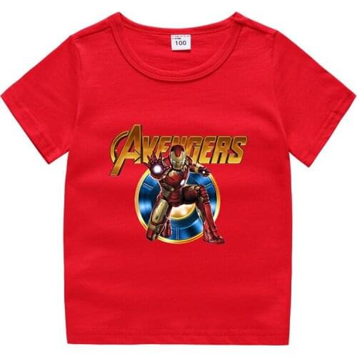 Summer Cartoon Marvel Avengers Iron Man Print Baby Boys T Shirt Infant Kids Boys Girls T-Shirts Clothes Cotton Tees Toddler Tops