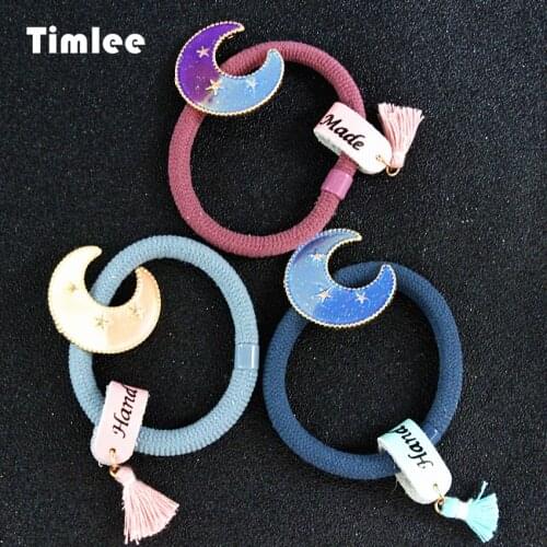 Timlee H019 BD Lovely Moon Tassels Hair Rope Star Harajuku Hair band Cute Hair Accessary Gift wholesale