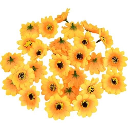 100pcs Mini Silk Sunflower Artificial Flower Head For Wedding Birthday Party Home Decoration DIY Wreath Scrapbooking Fake Flower