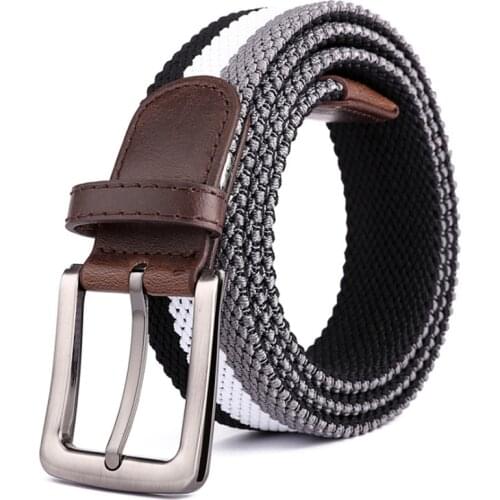 Fashion Mens Accessories Elastic Stretch Braided Fabric Woven Waist Pant Jeans Golf Dress Casual Belt Multicolored Pink Buckle