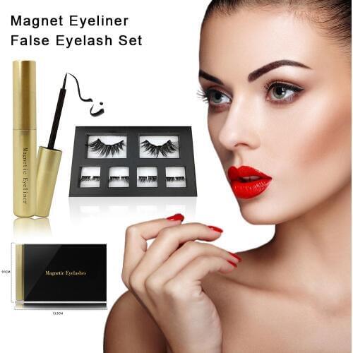 Natural Magnetic Liquid Eyeliner With Magnetic False Eyeashes Waterproof Easy To Wear Makeup Tool Magnet Lashes Extension Set