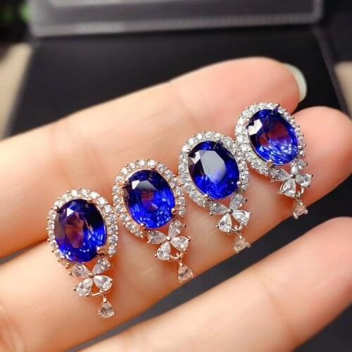 Natural And Real Sapphire Earring 925 sterling silver Fine jewelry For men women