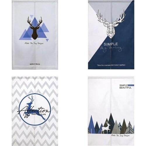 Nordic Fabric Door Curtain Partition Curtain Household Bedroom Kitchen Shelter Curtain Toilet Half Curtain No Punching