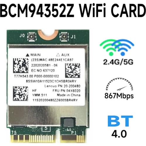 NEW Original Wireless AC BCM94352Z M.2 NGFF 867M Bluetooth wifi BT 4.0 Wlan card WIN7/WIN8/WIN8.1 /WIN10 BCM94352