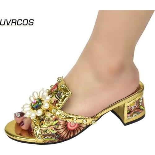 Latest Design African Women Wedding Shoe Decorated with Rhinestone Luxury Shoes Women Designers Fashion Elegant Lady Party Pumps