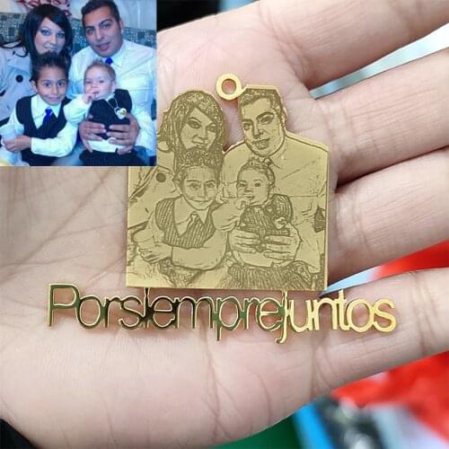 Custom Personalized Family Picture Name Necklaces Unique Photo Name Pendant Necklace Stainless Steel Birthday Jewelry Gift 2021