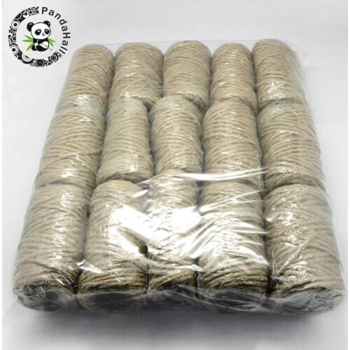 PandaHall Hemp Cord Twine String, 5 Ply, for Jewelry Making, Peru, 5mm; 25m/roll; 15rolls/bag F60