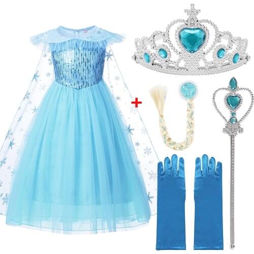 Girls Elsa Dresses Anna Costume Clothes Kid Cosplay Princess Dress Snow Queen Vestido Childrens Birthday Parti Sukienki