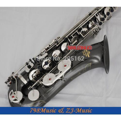 Professional New Black Silver Nickel Tenor Saxophone High F# With Case