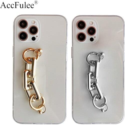 Transparent Clear Case With Metal Chain For Huawei Honor 8A 8X 8C 8S 7A 7C 7X 7S 6X 6A 5A V9 V10 V20 V30 V40 Bracelet TPU Cover