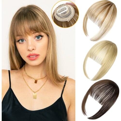 Shangzi Clip In Blunt Bangs Bang Hair Extension Synthetic Wig Fake Fringe Natural Hair Bangs Black L Brown Accessories Fake Hair