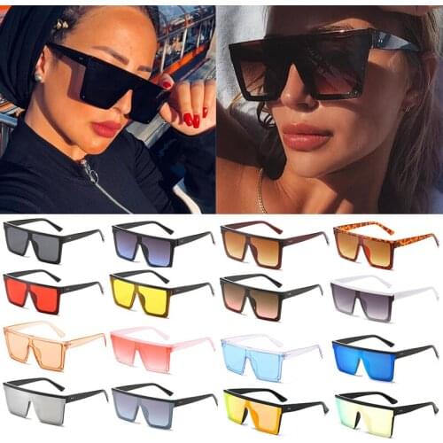 Wholesale Sexy Square Sunglasses Women Fashion Brand Flat Top Oversized Sun Glasses Retro Black Shades For Men Traveling Oculos