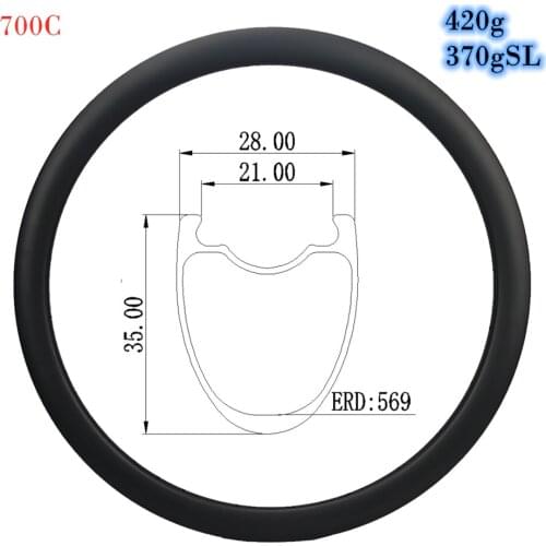 700C 420g Carbon Rims 28mm Width Carbon Road Rim 35mm Depth3K/UD/12K Clincher Tubeless Rims