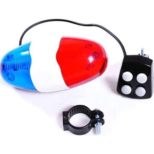Bicycle Bell 6 LED 4 Tone Bicycle Horn Bike Call LED Motorcycle Police Light Electronic loud Siren Kid Accessories Bike Scooter