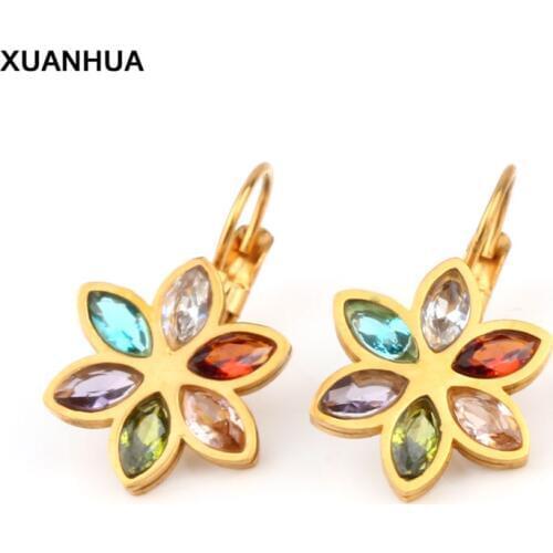 XUANHUA Stainless Steel Fashion Earrings 2019 Stud Earrings For Women Jewelry Brincos Earing With Stones Fashion Jewelry