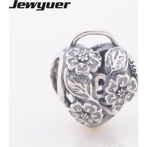 925 sterling silver jewelry flower charm Fit European brand bracelet Diy fine jewelry floating charms beads wholesale BE171
